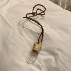 Clear quartz crystal amulet necklace